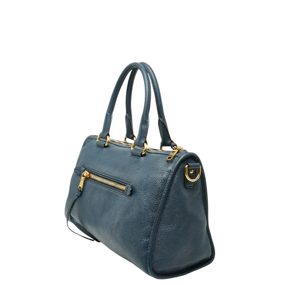 Prada Vitello Daino blue leather handbag deep textured Blue